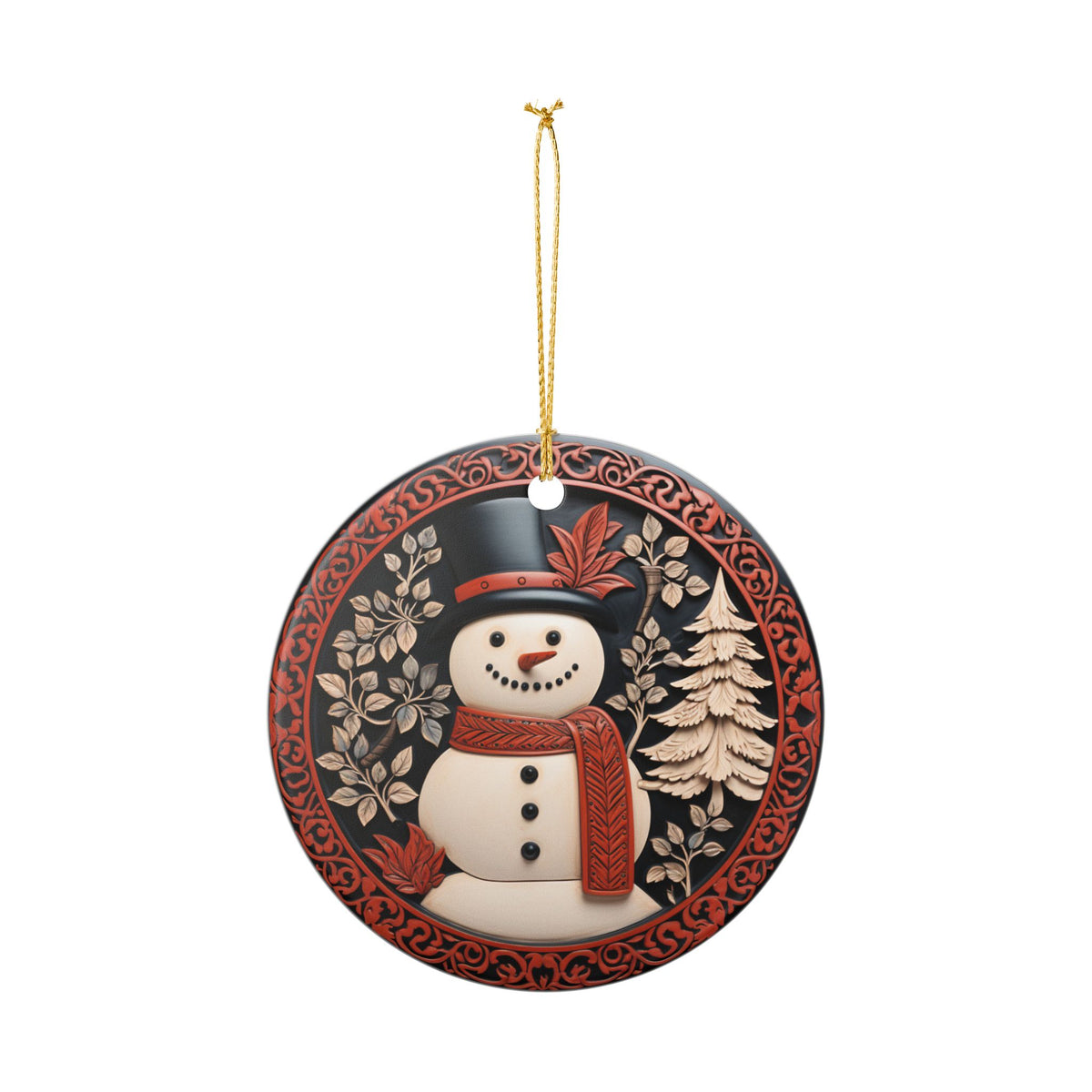 Ceramic Snowman Christmas Ornament   Item #355092