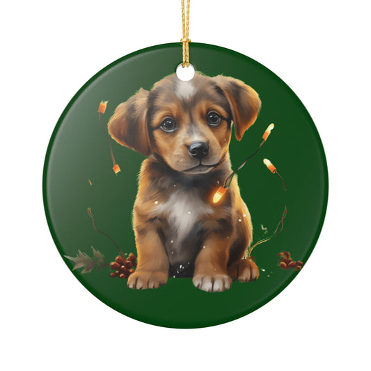 Ceramic Puppy Christmas Ornament  Item #959858