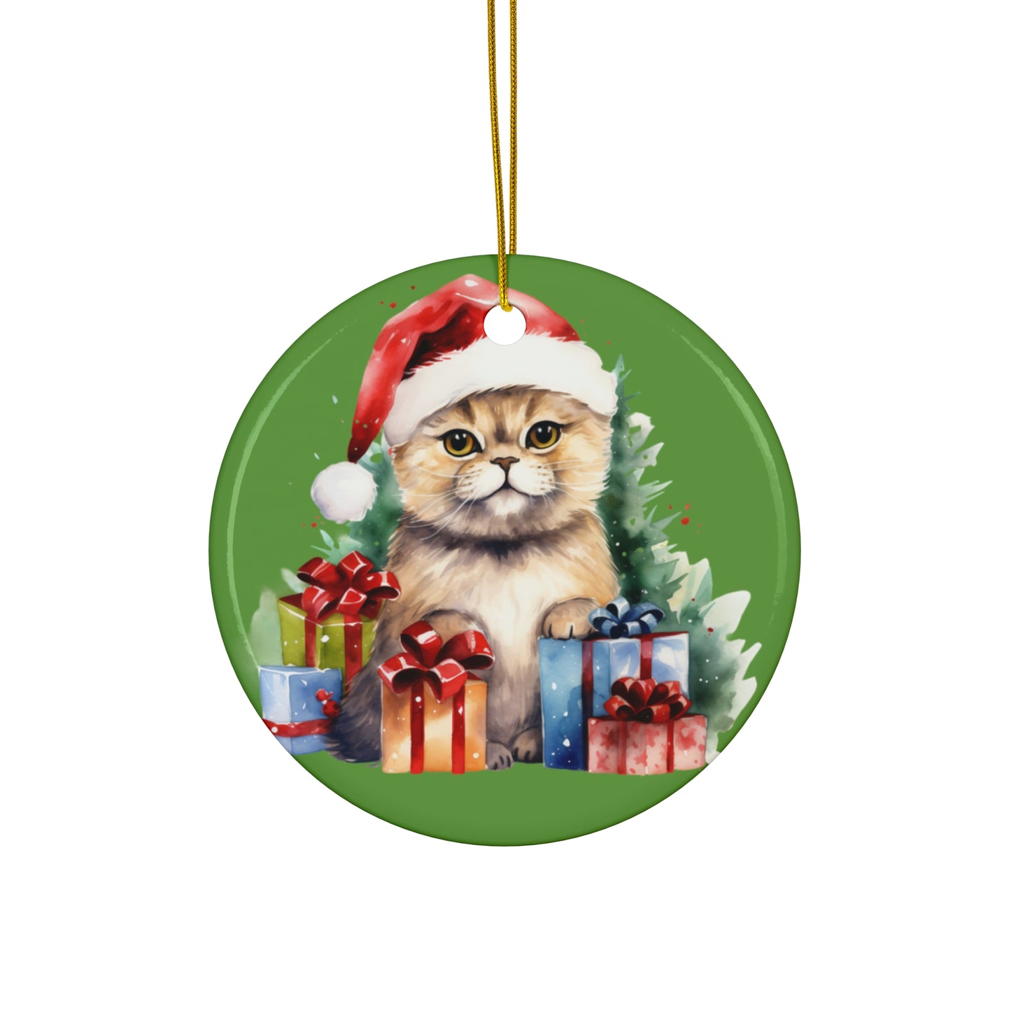 Ceramic Ornament - Christmas Cat      Item #5851196