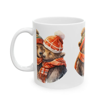 Cozy Winter Bears Ceramic Mug — Pair of Bears in Hats & Scarves 11oz   Item #694095