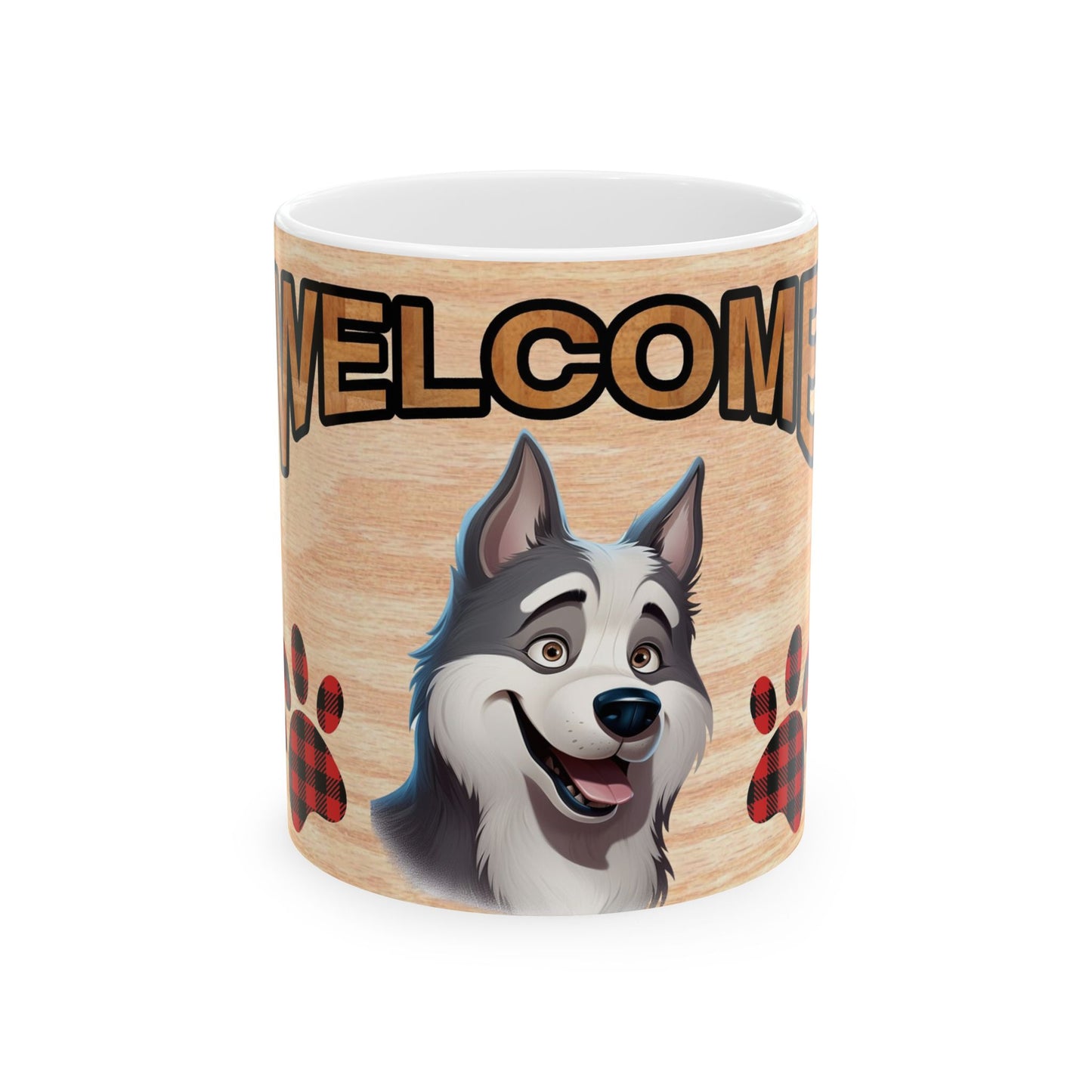 Welcome Puppy Ceramic Mug — Cute Dog Paw Print Coffee Cup 11oz   Item #717679