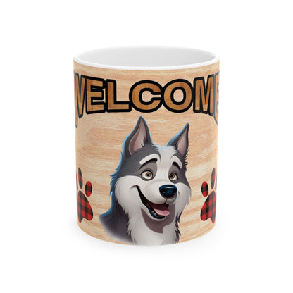 Welcome Puppy Ceramic Mug — Cute Dog Paw Print Coffee Cup 11oz   Item #717679