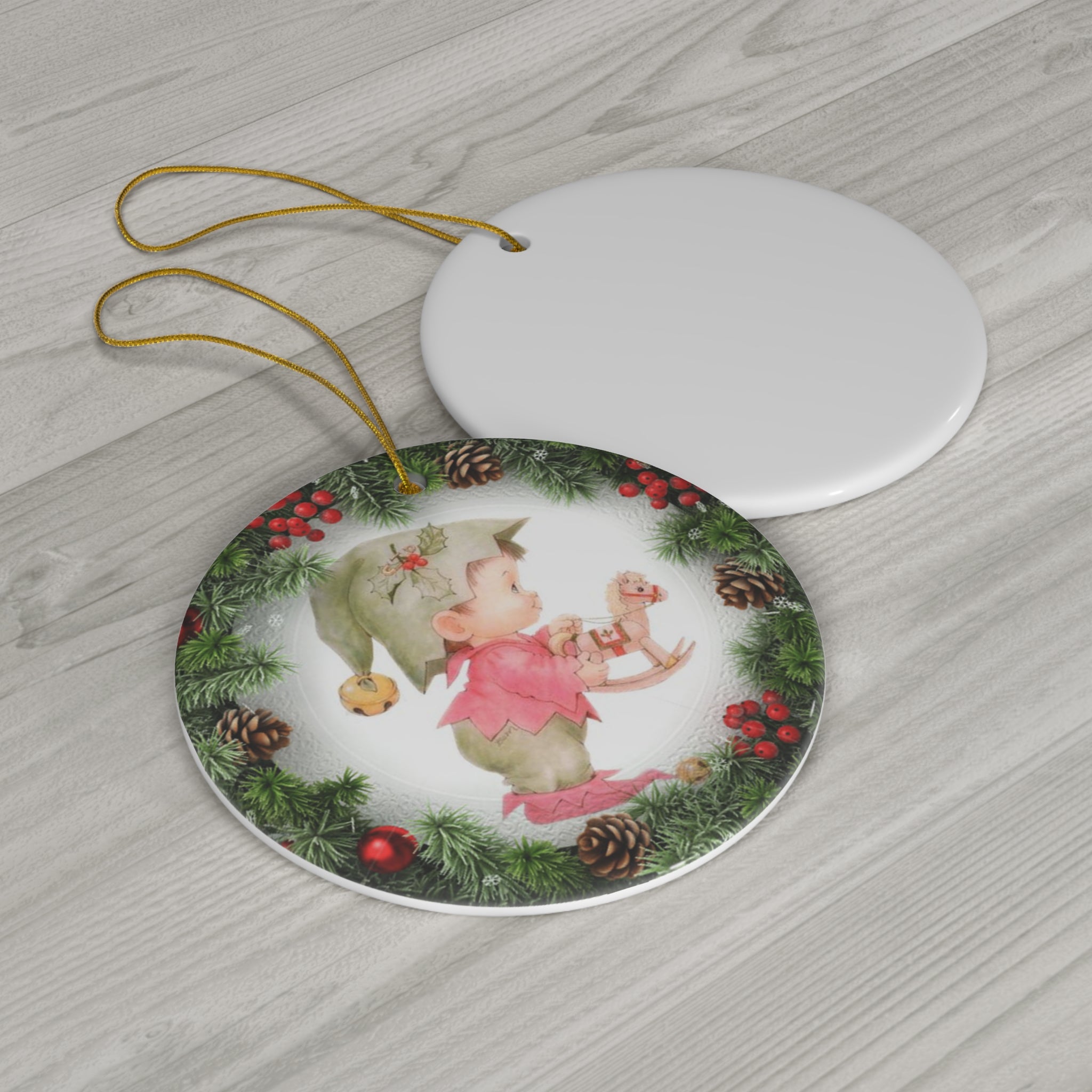 Xmas Kid Ceramic Disc Ornament            Item #8161335 - Buckshot's Bargain Barn