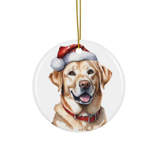 Ceramic Ornament - Labrador Retriever With Santa Hat      Item #6598101