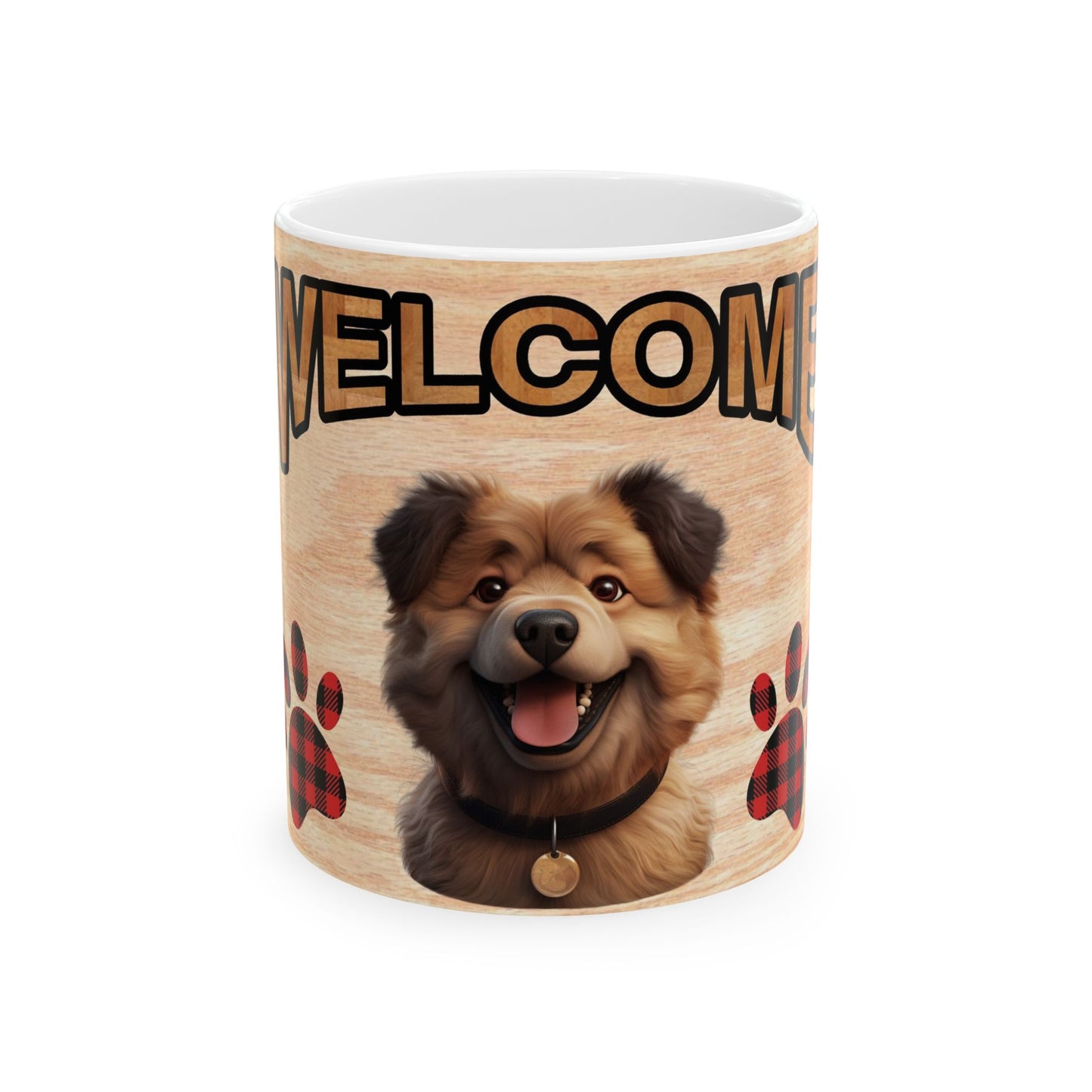 Welcome Puppy Ceramic Mug — Cute Dog Paw Print Coffee Cup 11oz   Item #716682