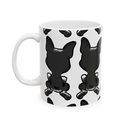 French Bulldog Pattern Ceramic Mug — Black & White Dog Coffee Cup 11oz   Item #636893