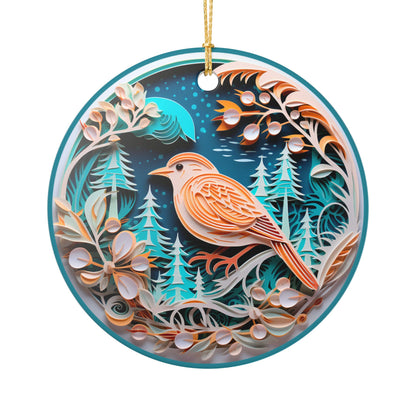Ceramic Bird and Botanical Holiday Ornament   Item #591552