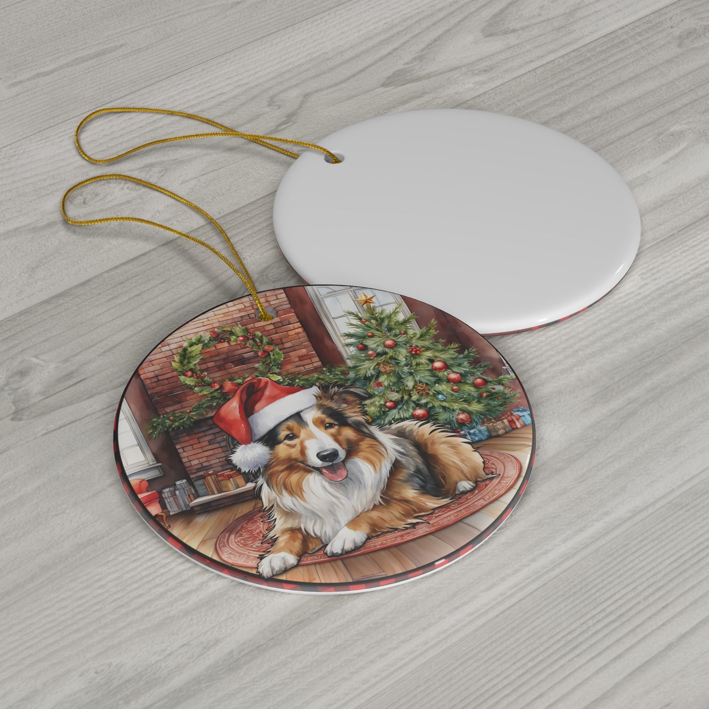 Ceramic Ornament - Shetland Sheepdog Christmas Dog       Item #12542