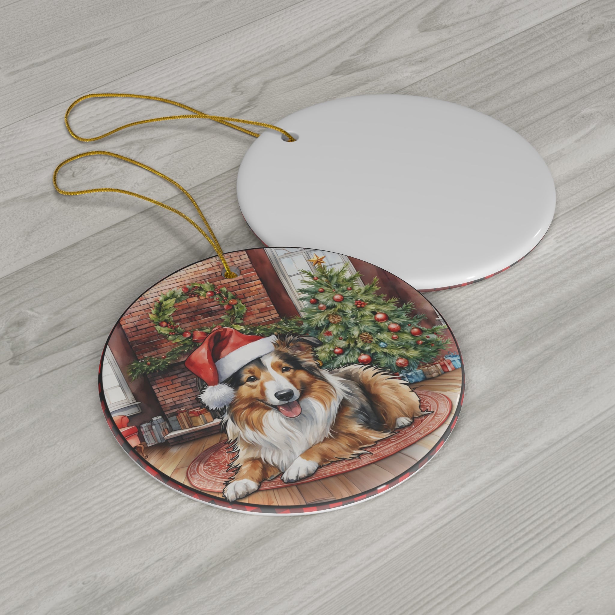 Ceramic Ornament - Shetland Sheepdog Christmas Dog       Item #12542