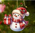 Snowman With Present Christmas Ornament By Santa's Creations