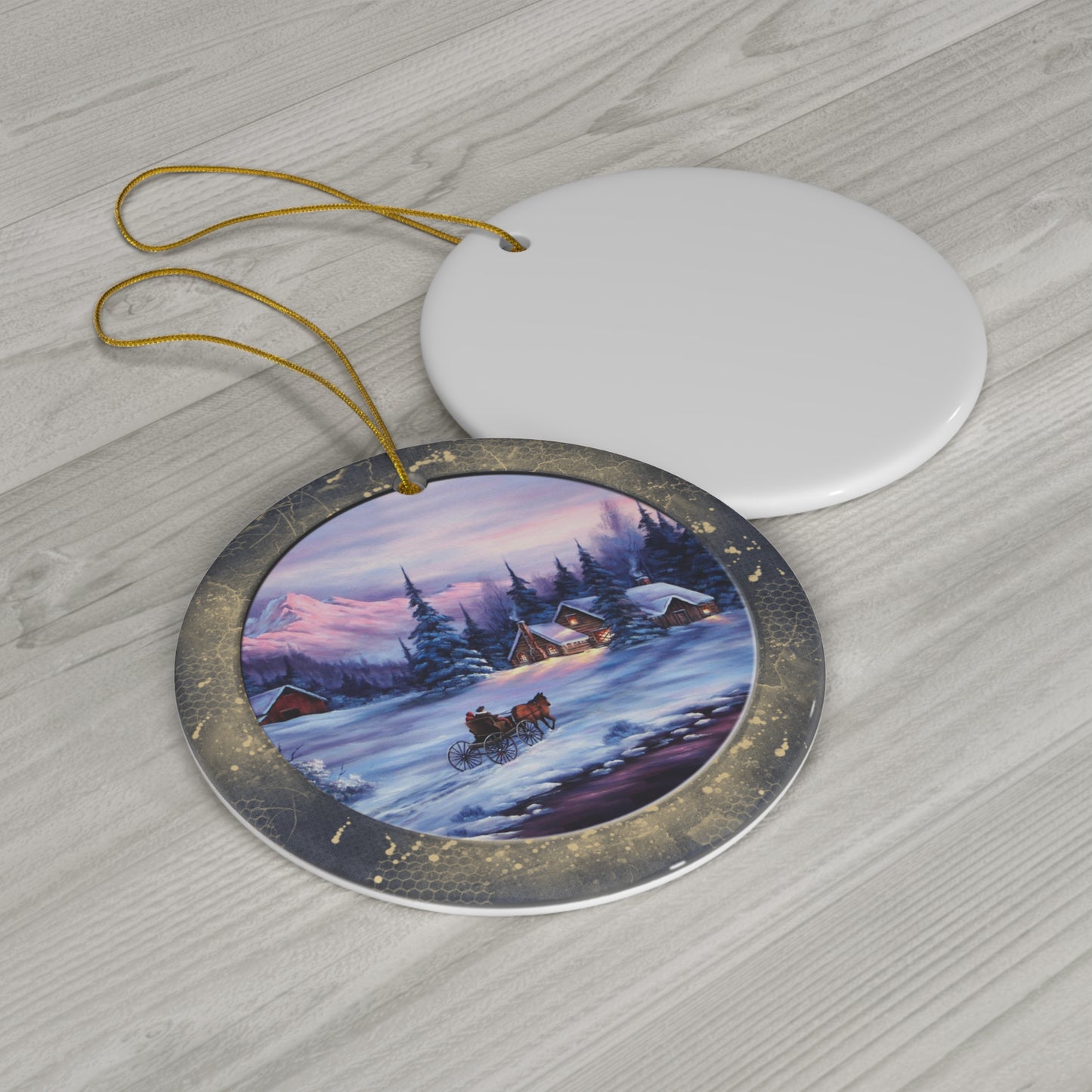 Winter Scene Ceramic Disc Ornament         Item #603422