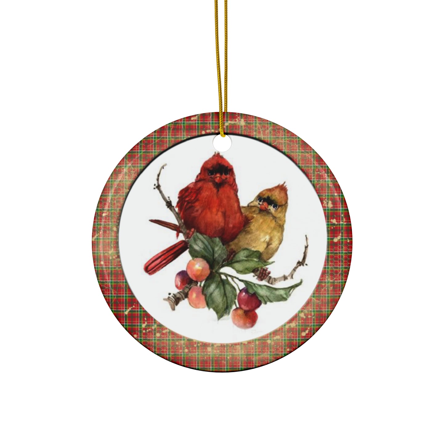 Christmas Birds Ceramic Disc Ornament      Item #285671