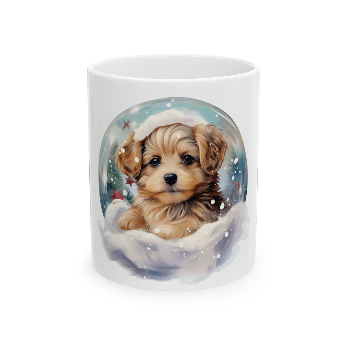 Cute Puppy Snow Globe Ceramic Mug – Adorable Winter Dog Gift 11oz   Item #39986