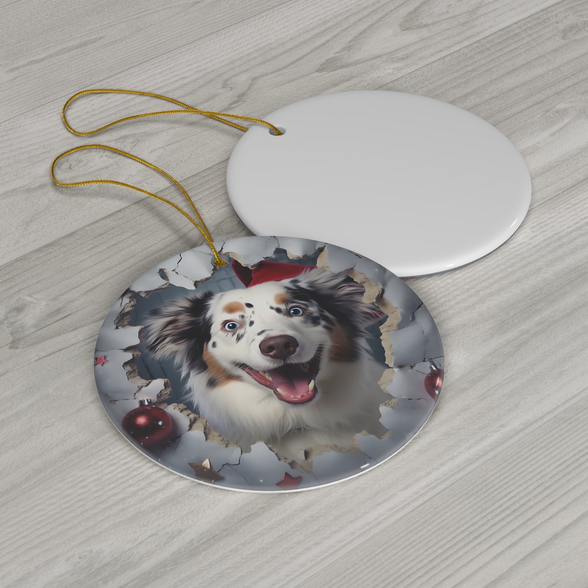 CERAMIC ORNAMENT - 3D CHRISTMAS DOG          Item #7823529