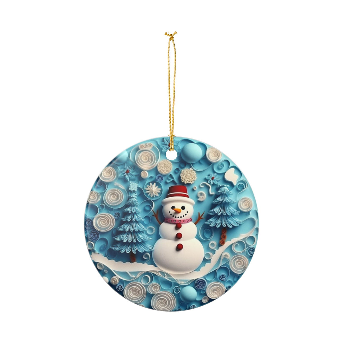 Snowman Winter Wonderland Ceramic Christmas Ornament   Item #9385