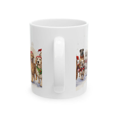 Christmas Dogs Ceramic Mug – Festive Labrador & Golden Retriever Holiday Coffee Cup 11oz  Item #82018