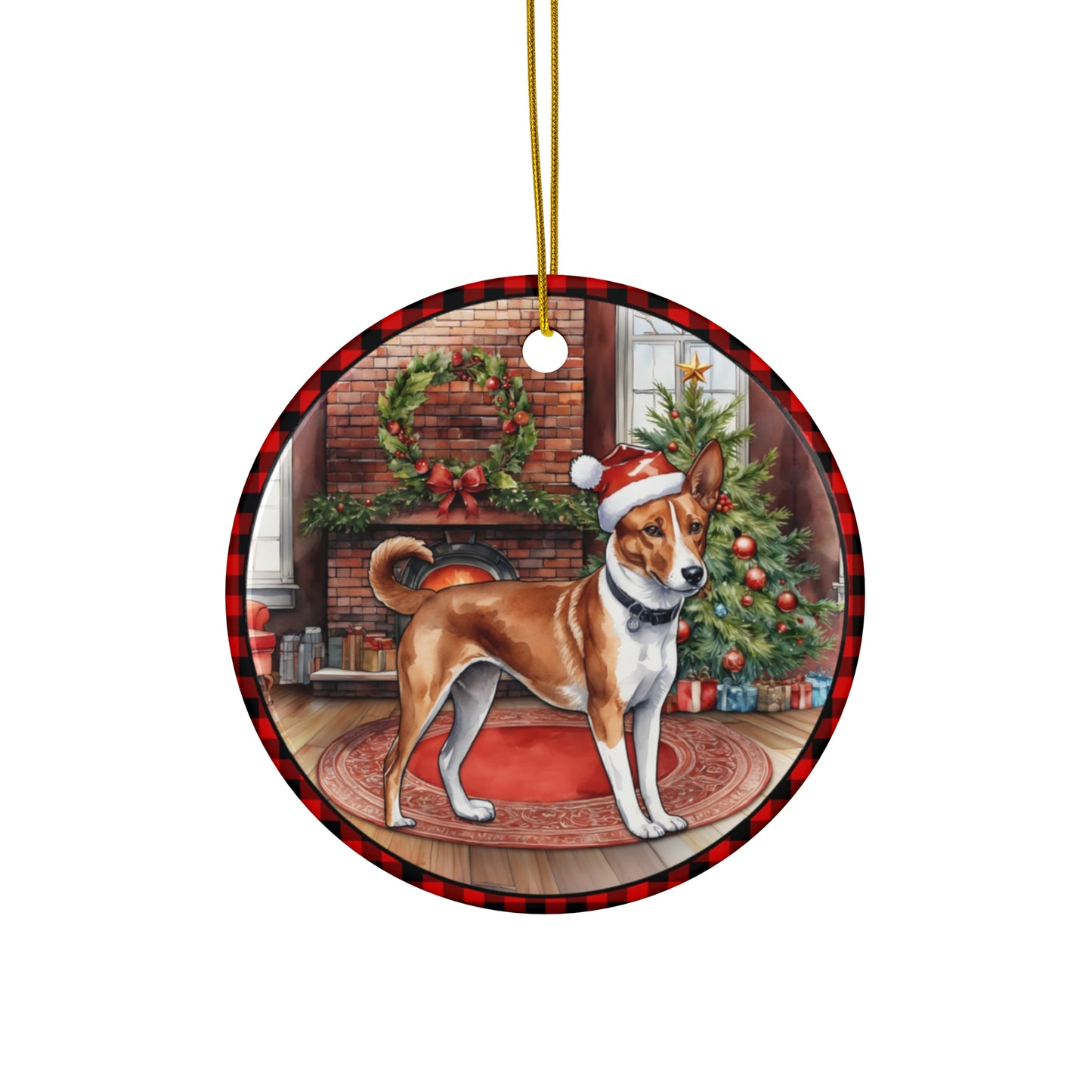 Ceramic Ornament - Basenji Christmas Dog      Item #5025059