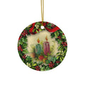 Wreath Candles Ceramic Disc Ornament             Item #1076011 - Buckshot's Bargain Barn
