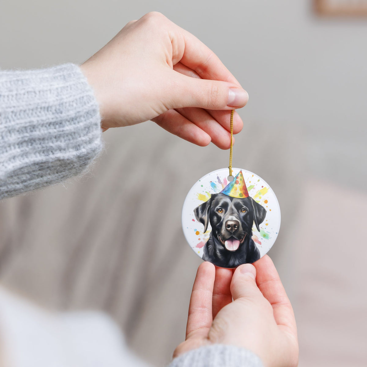 Black Labrador Birthday Party Ceramic Ornament  Item #5348