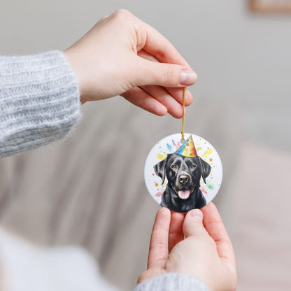 Black Labrador Birthday Party Ceramic Ornament  Item #5348
