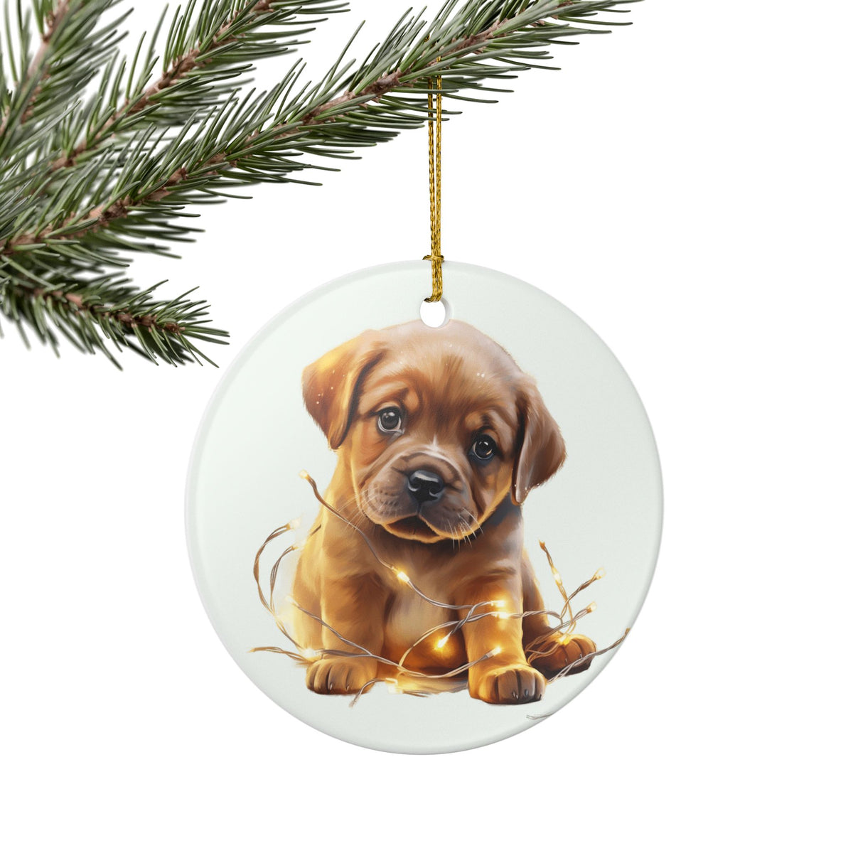 Ceramic Ornament – Adorable Puppy with Twinkle Lights, Dog Lover Christmas Décor    Item #29466