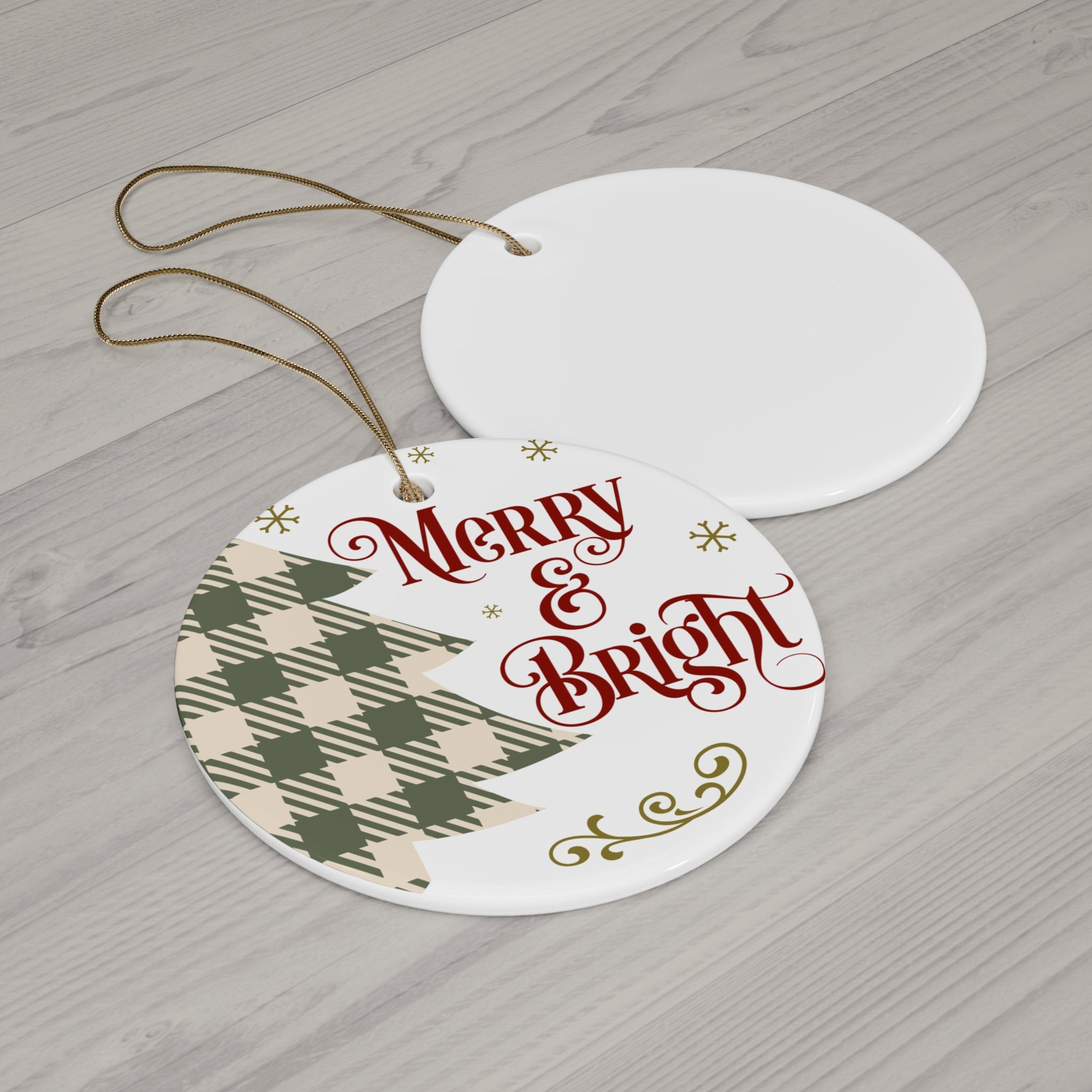 Merry And Bright Ceramic Disc Ornament      Item #2118652