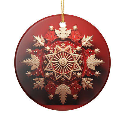 Red and Gold Snowflake Ceramic Ornament   Item #537743