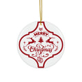 Merry Christmas Deers Ceramic Disc Ornament           Item #64426 - Buckshot's Bargain Barn