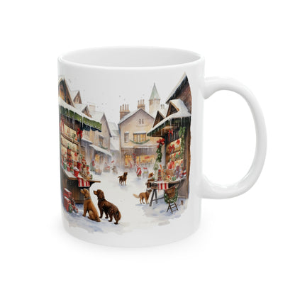 Winter Christmas Market With Dogs Ceramic Mug 11oz   Item #943948