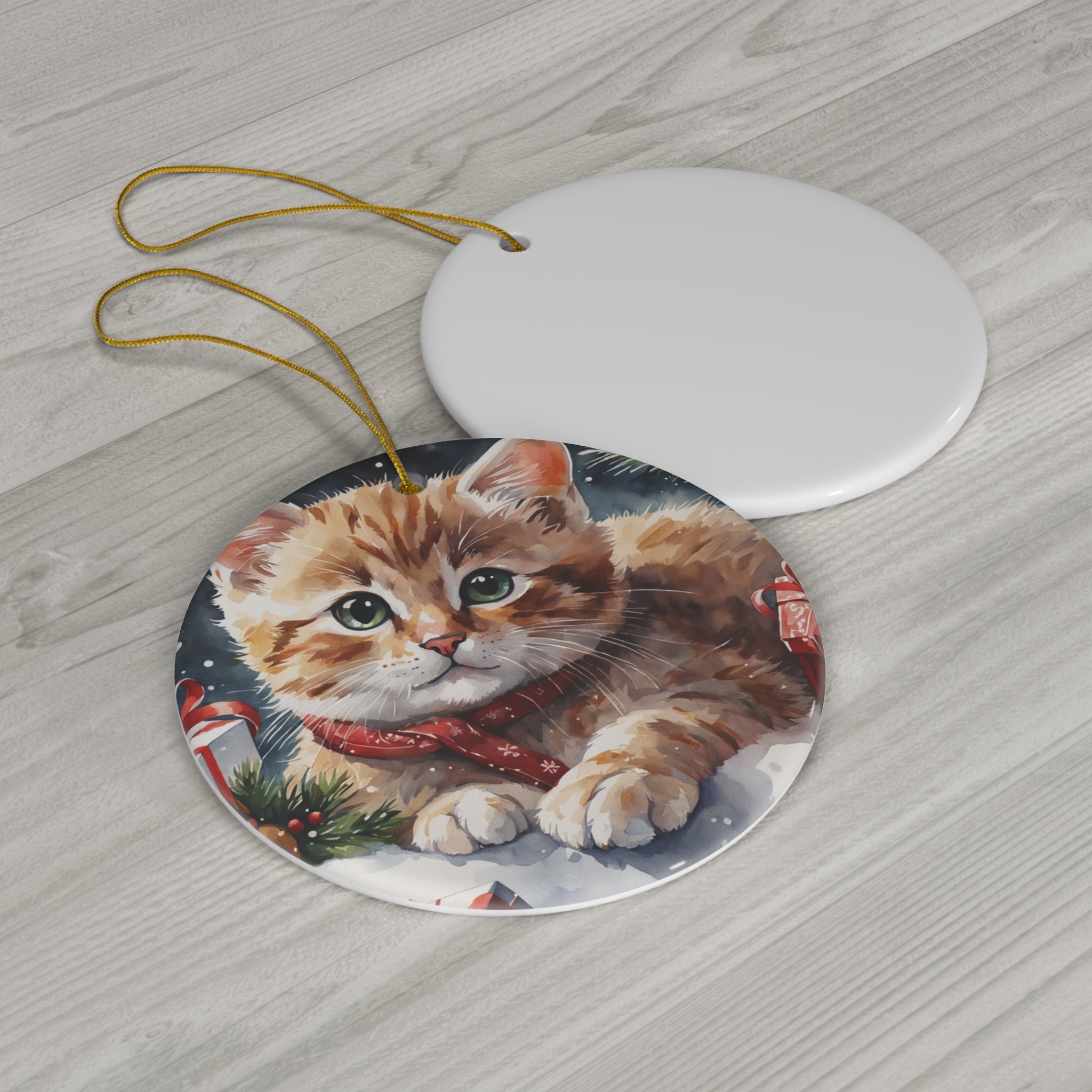 Ceramic Ornament - Christmas Cat     Item #2491608