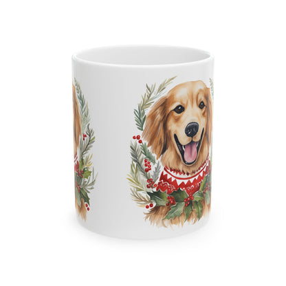 Golden Retriever Holiday Mug — Festive Dog Christmas Coffee Cup 11oz   Item #379359