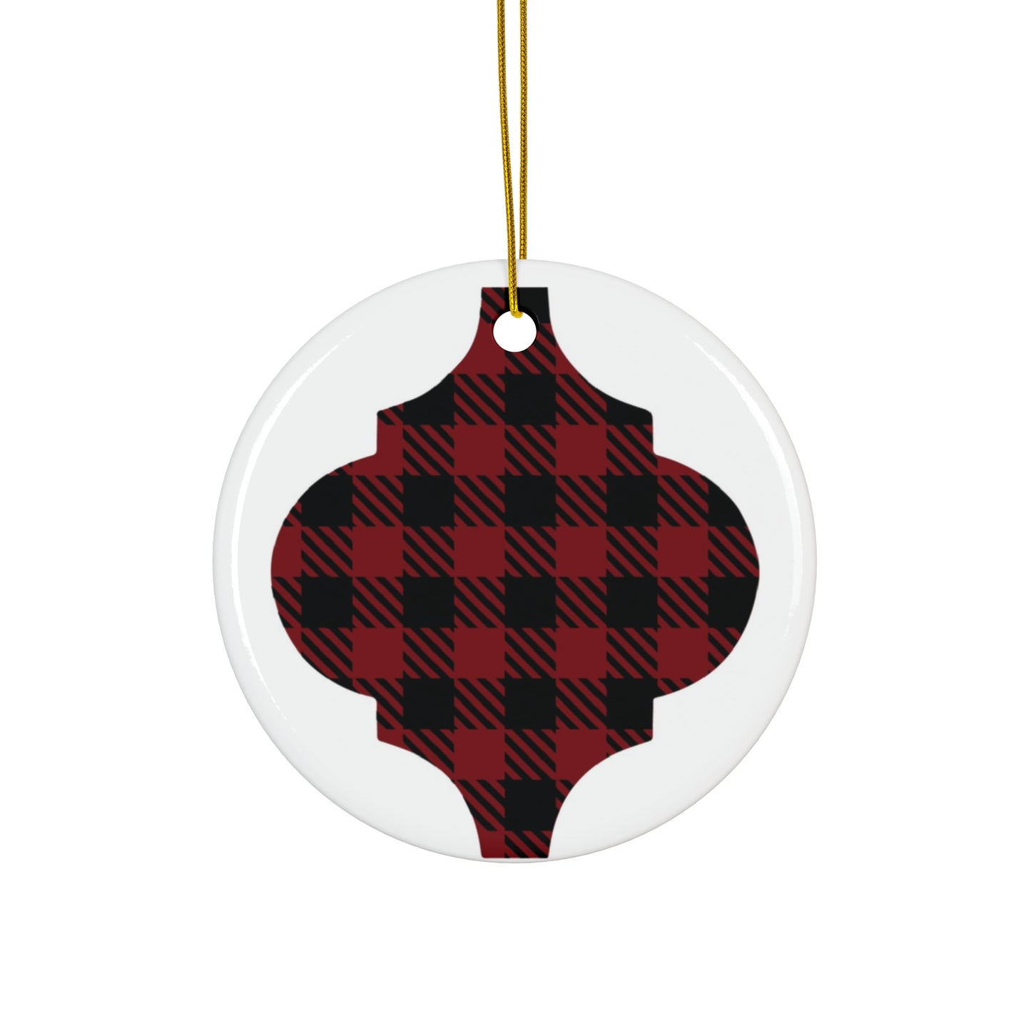 Buffalo Plaid Ceramic Disc Ornament        Item #396004