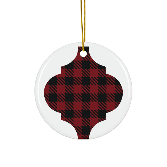 Buffalo Plaid Ceramic Disc Ornament        Item #396004