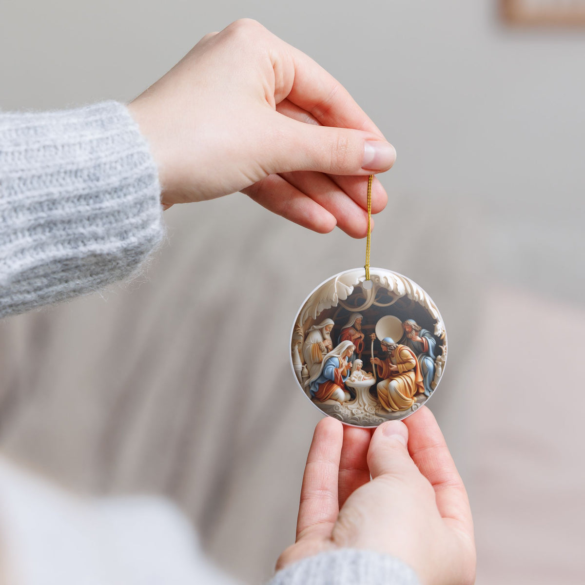 Nativity Scene Ceramic Ornament  Item #23462