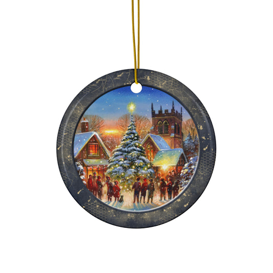 Winter Scene Ceramic Disc Ornament     Item #9045612