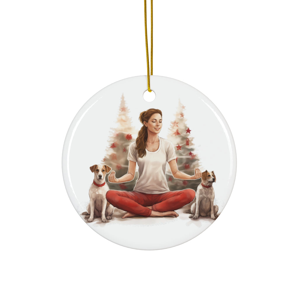 Christmas Dogs Ceramic Disc Ornament               Item #7716451