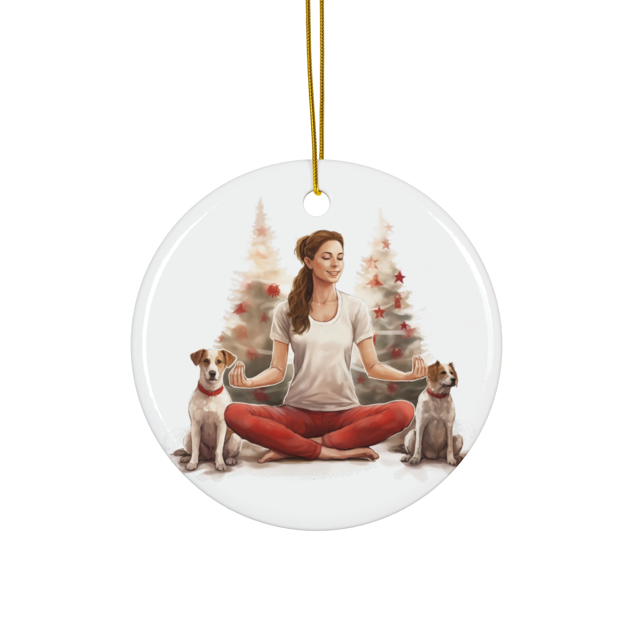 Christmas Dogs Ceramic Disc Ornament               Item #7716451