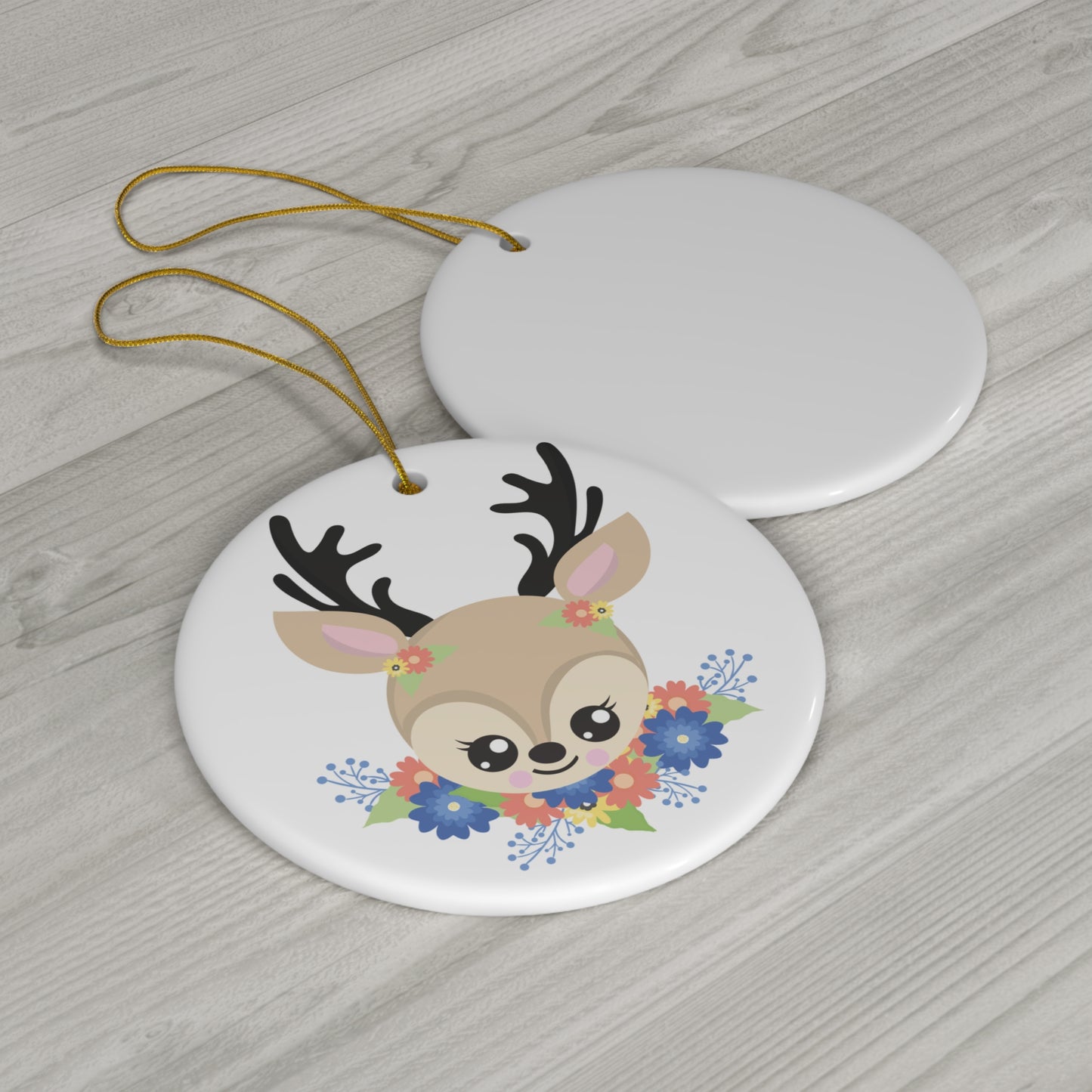 Floral Deer Ceramic Ornament     Item #4087847