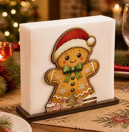 Gingerbread Wooden Napkin Holder By Santa's Creations