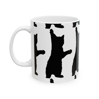 Black Cat Silhouette Ceramic Mug — Minimalist Wildlife Coffee Cup 11oz    Item #500514