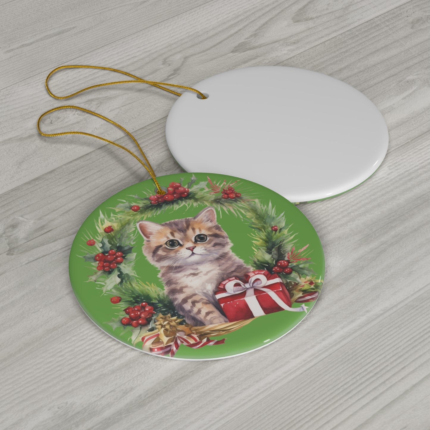 Ceramic Ornament - Christmas Cat      Item #2409252