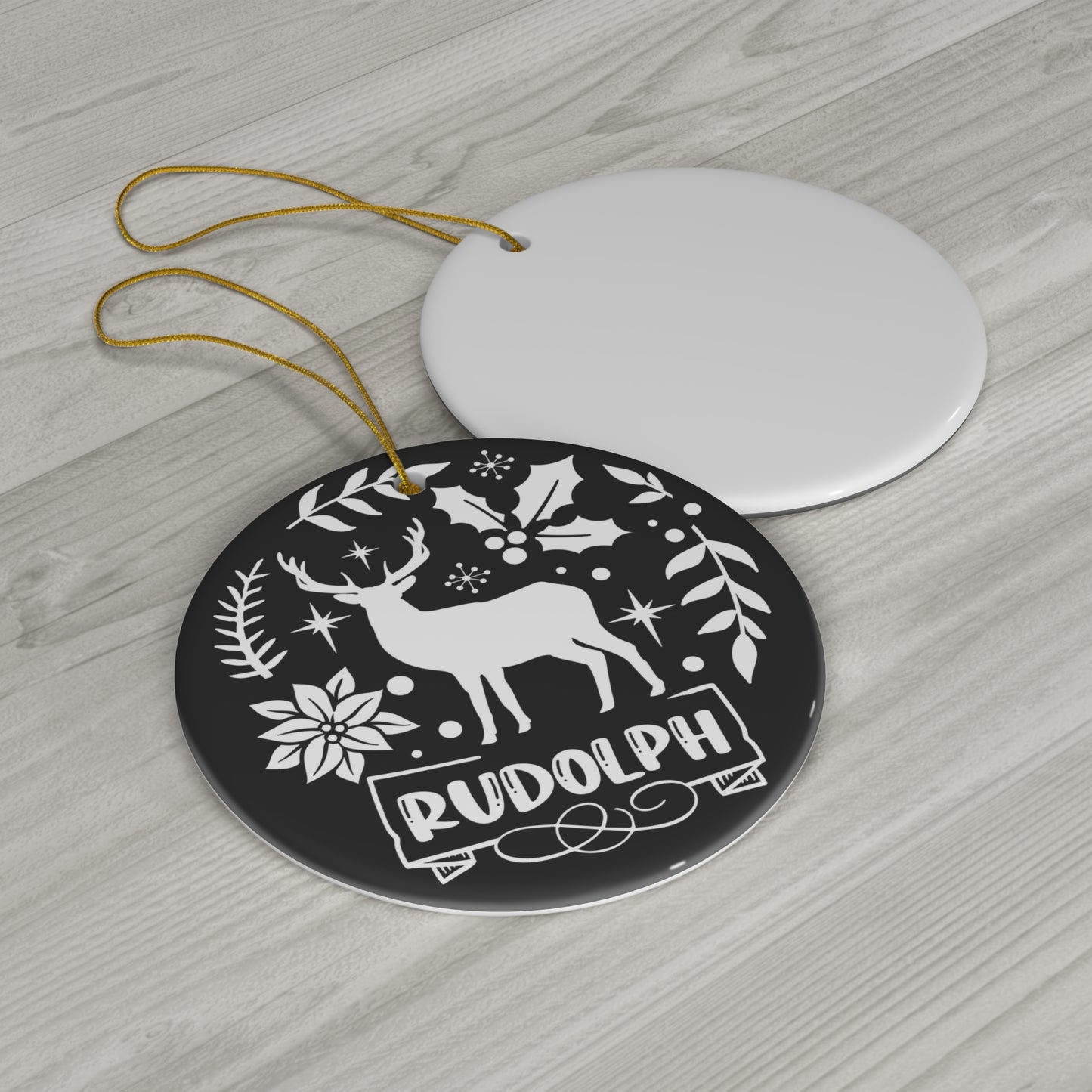 Rudolph Ceramic Disc Ornament            Item #3442183