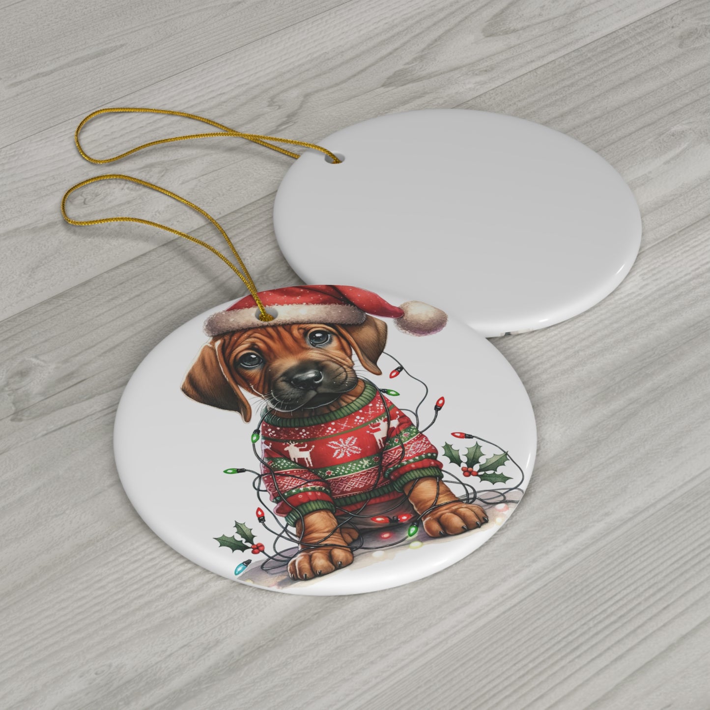 Ceramic Ornament - Rhodesian Ridgeback Christmas Puppy With Lights     Item #4547608