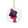 Lab In Pink/Blue Winter Gear Ceramic Disc Ornament            Item #9198958