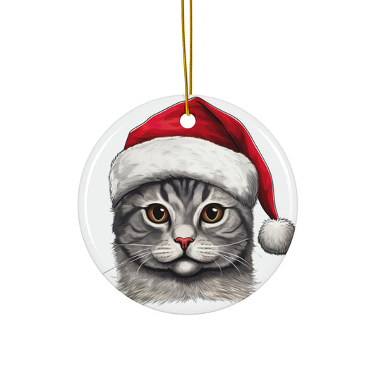 Brazilian Shorthair Cat With Santa Hat Ceramic Ornament     Item #7119873