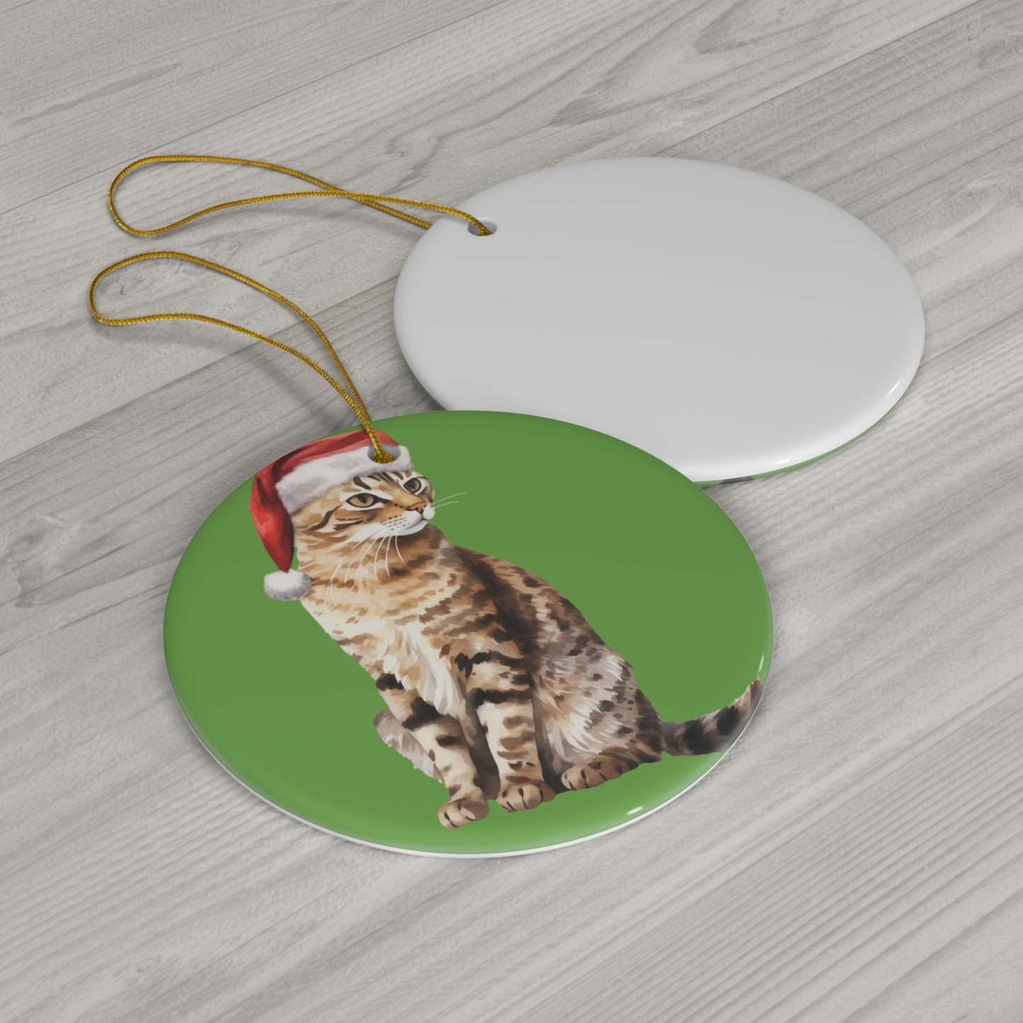 Ceramic Ornament - Highlander Xmas Cat    Item #516389