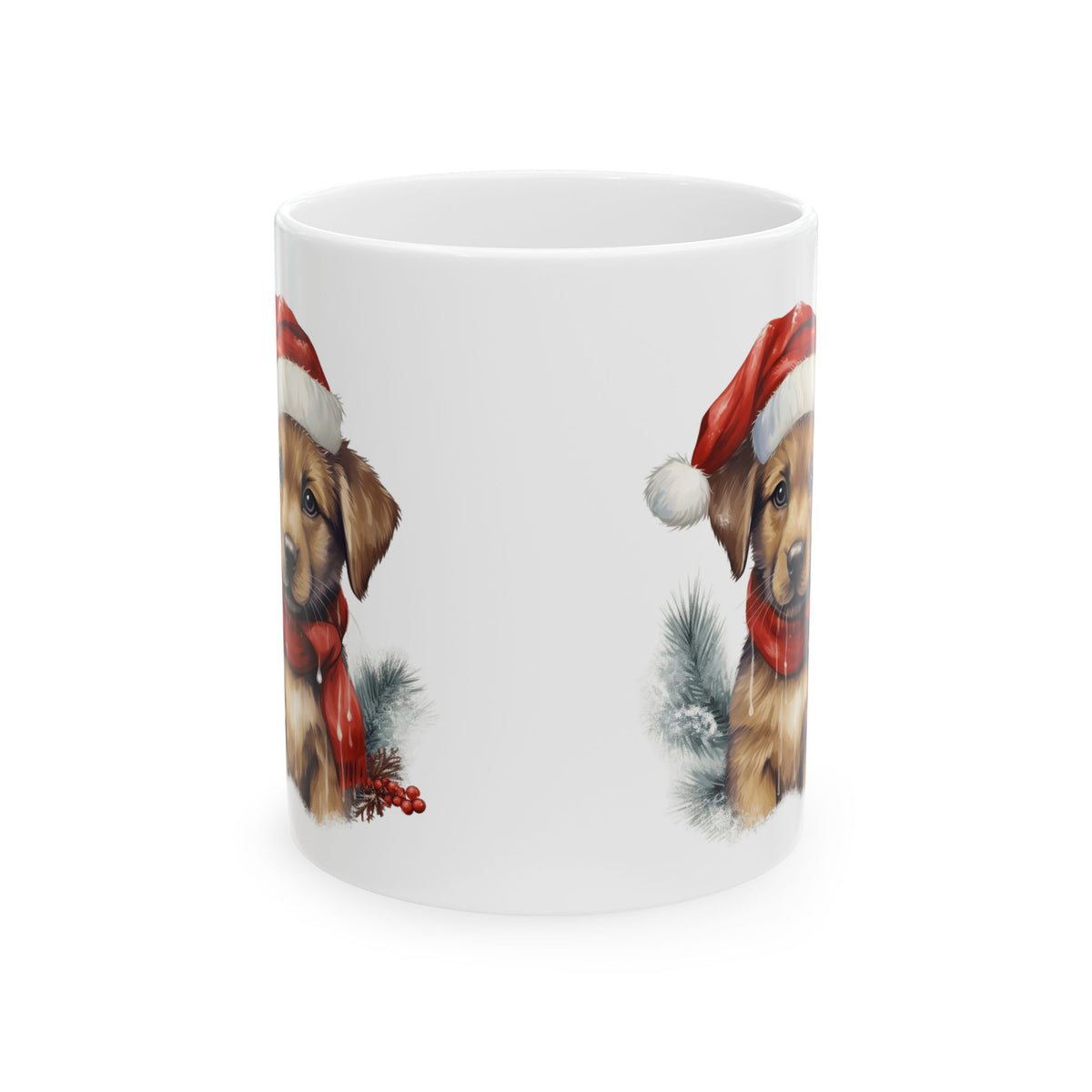Christmas Puppy Mug — Festive Dog Holiday Ceramic Coffee Cup 11oz   Item #501473