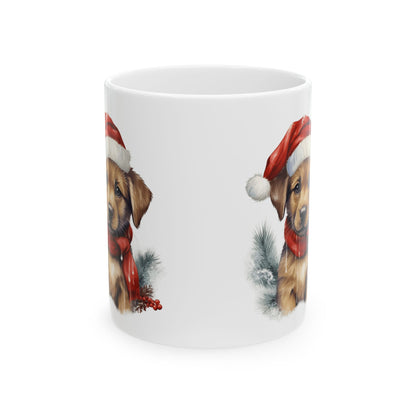 Christmas Puppy Mug — Festive Dog Holiday Ceramic Coffee Cup 11oz   Item #501473