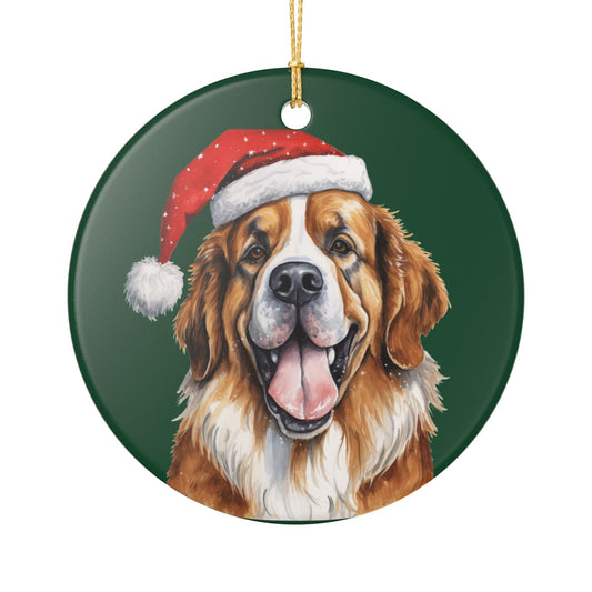 Christmas Saint Bernard Dog Ceramic Ornament   Item #78932