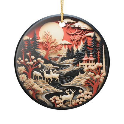 Rustic Woodland Deer Ceramic Christmas Ornament    Item #605811